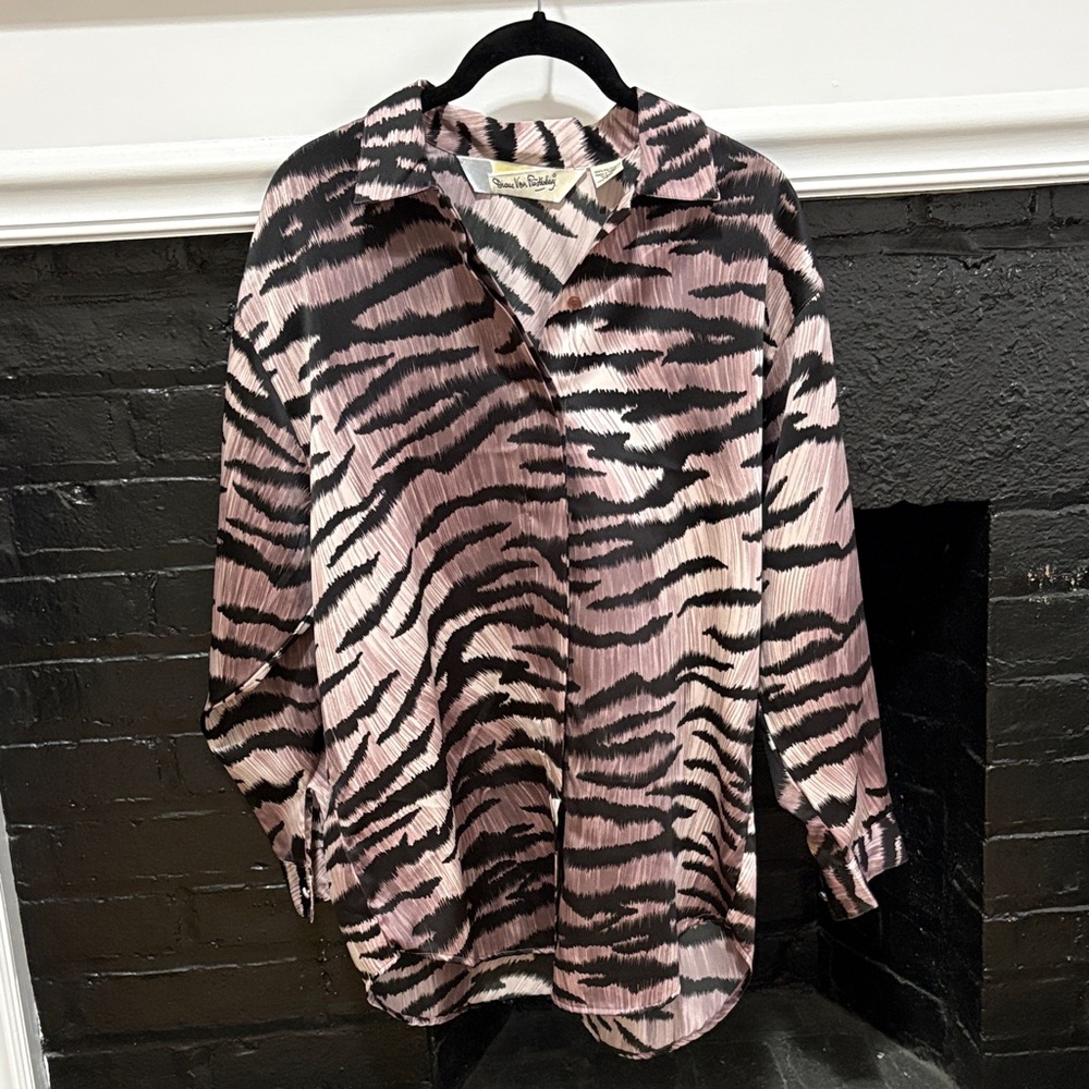 Diane Von Furstenberg Pink and Black Zebra Print Blouse